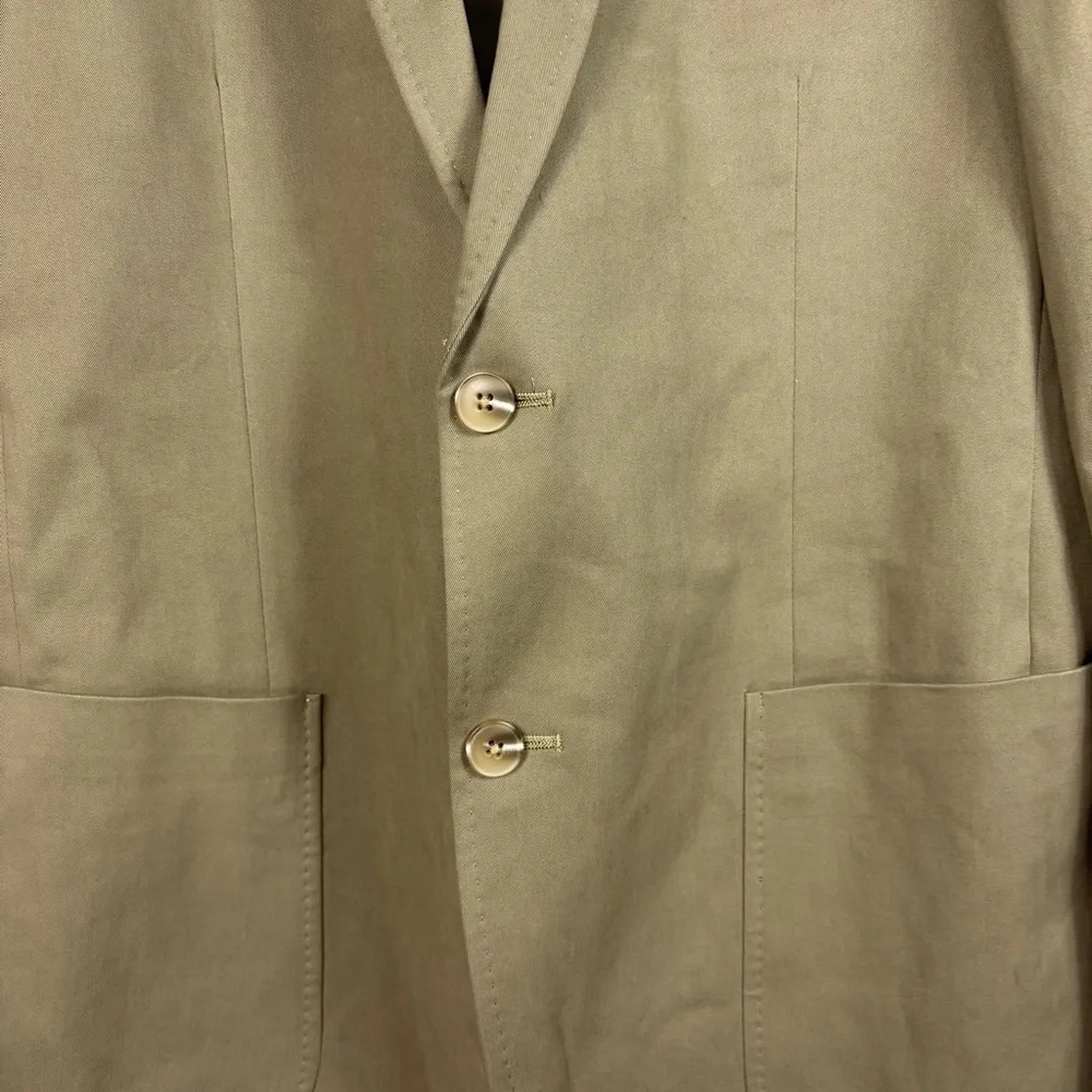 Alan Flusser NWT Khaki Cotton Blend Blazer Jacket Sport Coat Classic Fit Men 44L